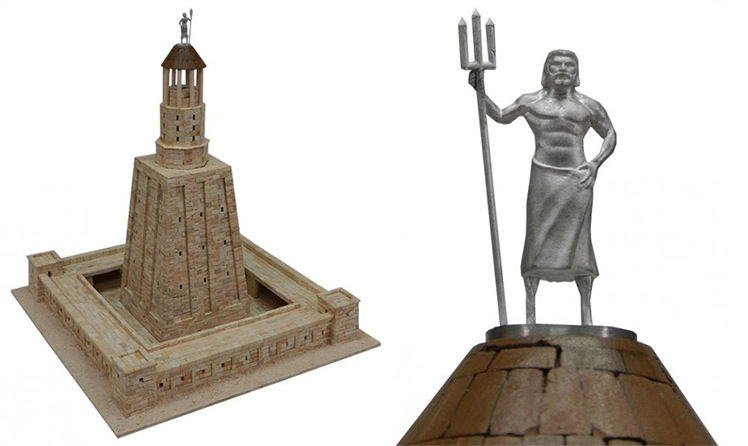 Реконструкция Александрийского маяка и статуя Посейдона
