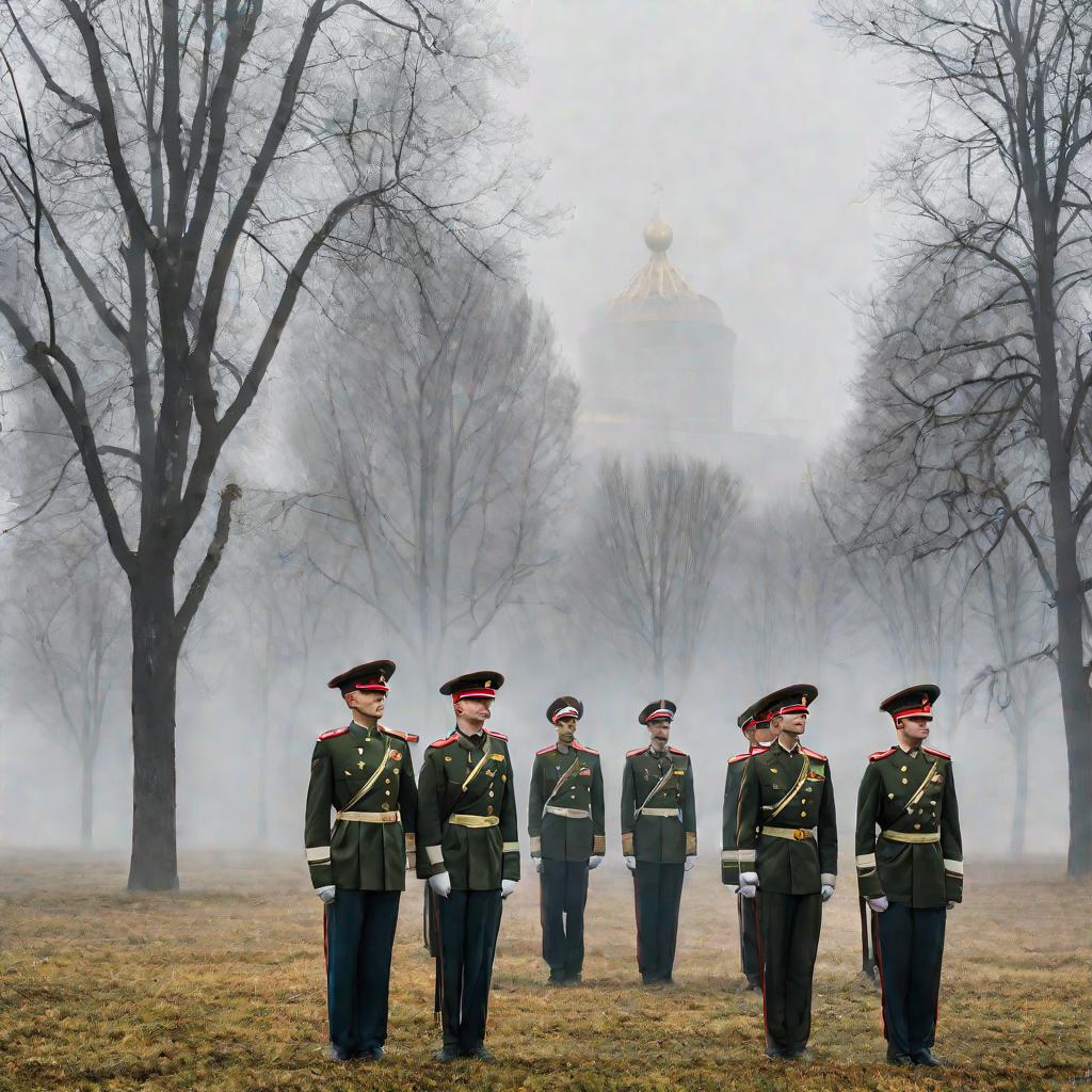 Призывники на плацу военкомата