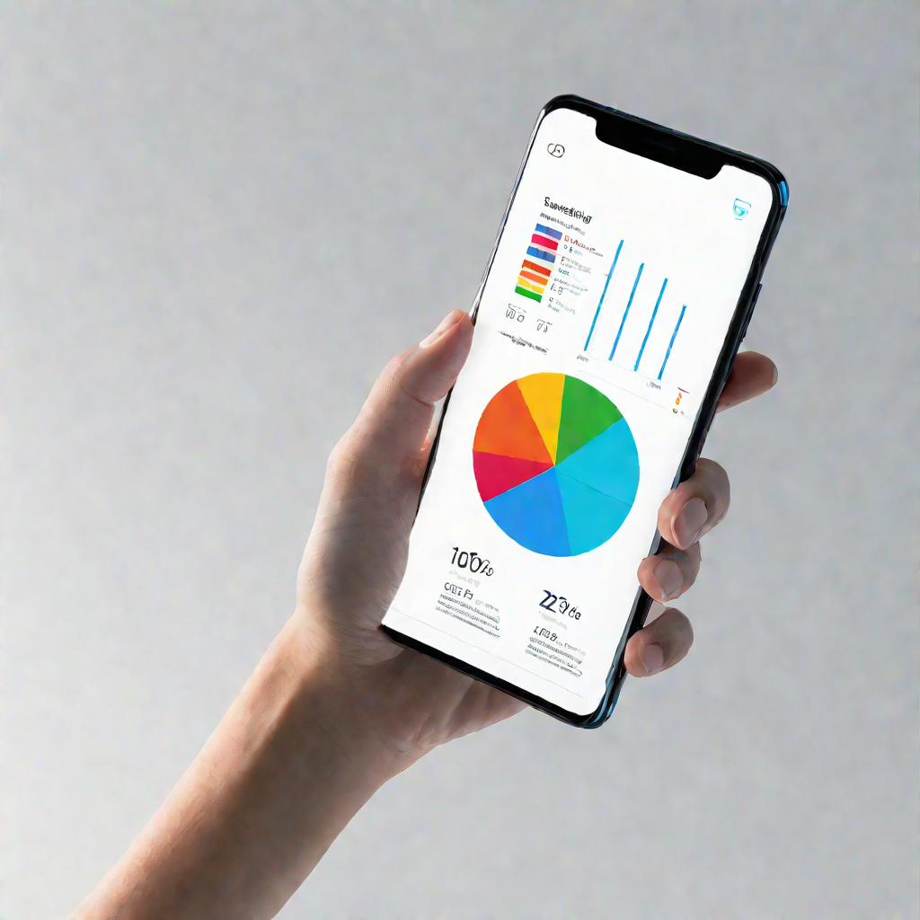 Телефон с красочной диаграммой трафика на экране