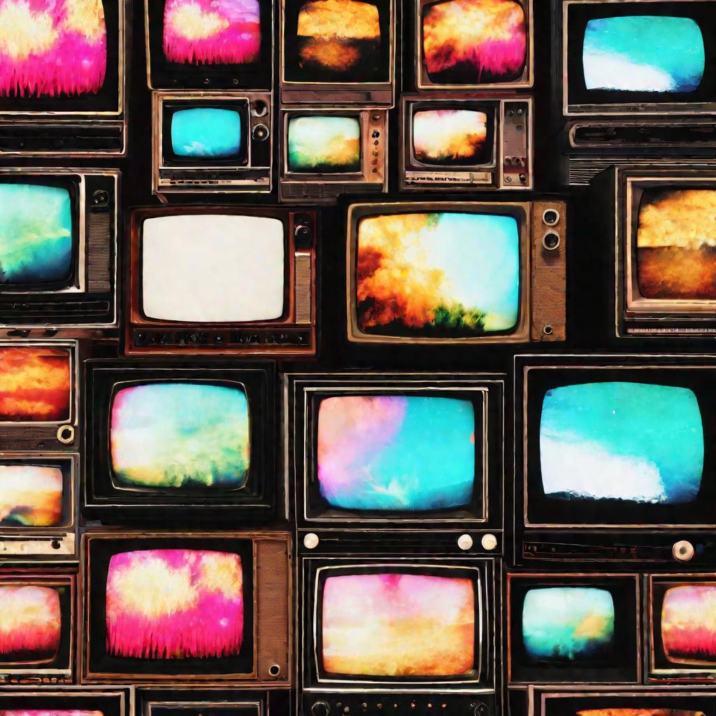Старый телевизор транслирует сюрреалистичные мемы и вирусные видео