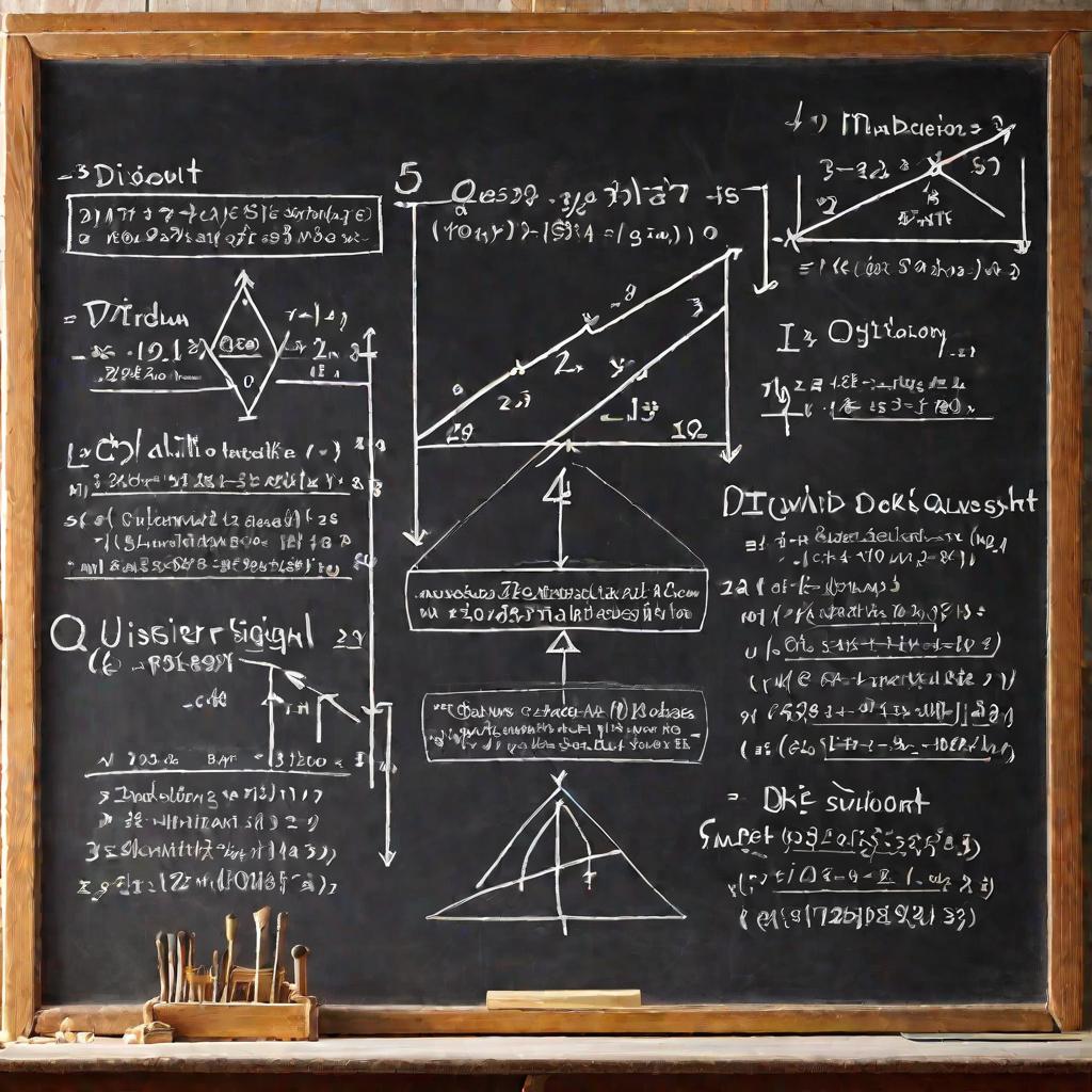 Меловая доска с формулами делимого, делителя и частного