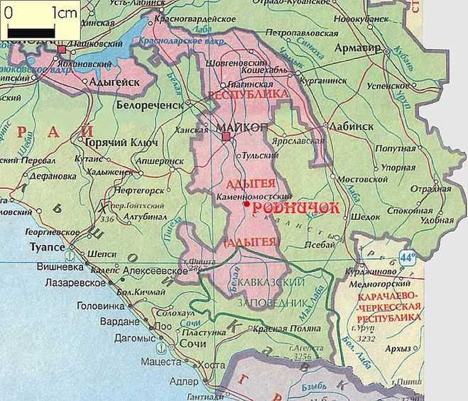 Карта адыгеи подробная со всеми городами