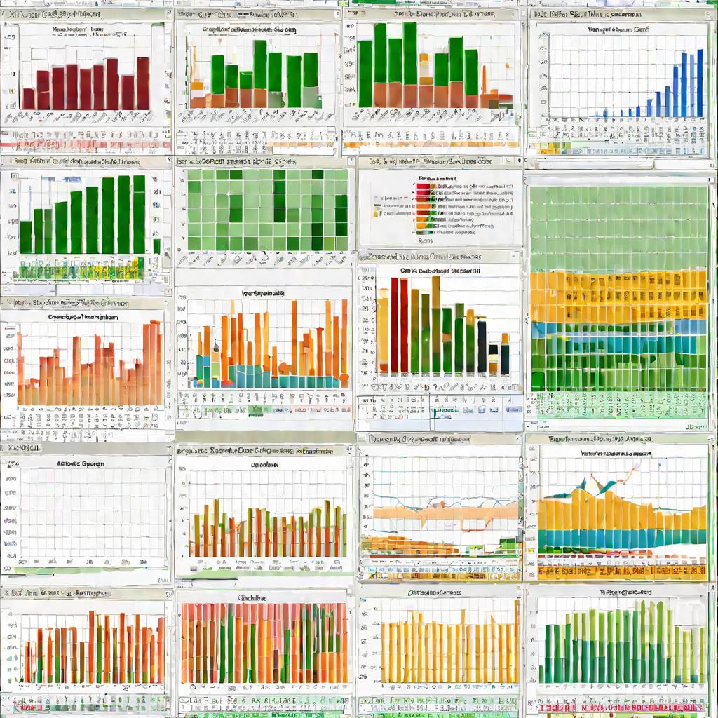 Широкий скриншот таблицы Excel со множеством строк процентных значений в одном столбце и соответствующих десятичных чисел в следующем столбце. Дополнительные элементы Excel, такие как диаграммы и границы ячеек, создают визуально сложную сцену.